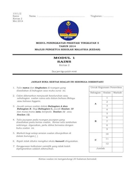 Jawapan Trial Spm Selangor 2021 Image